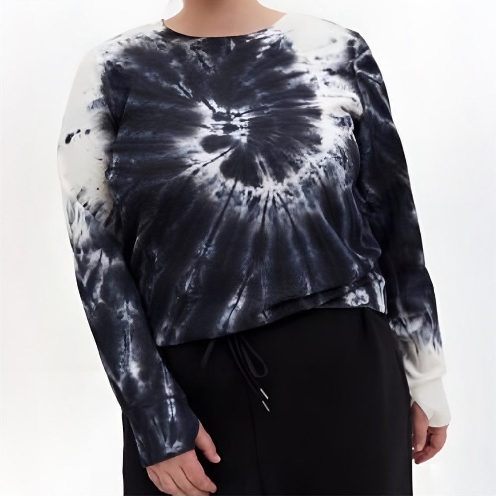 NWT Torrid Active Cupro Tie Dye Sweatshirt White/Grey